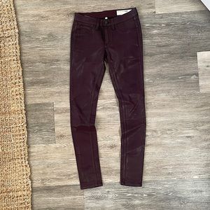 NWOT Rag and bone legging jeans jeggings 24 wine dry clean only